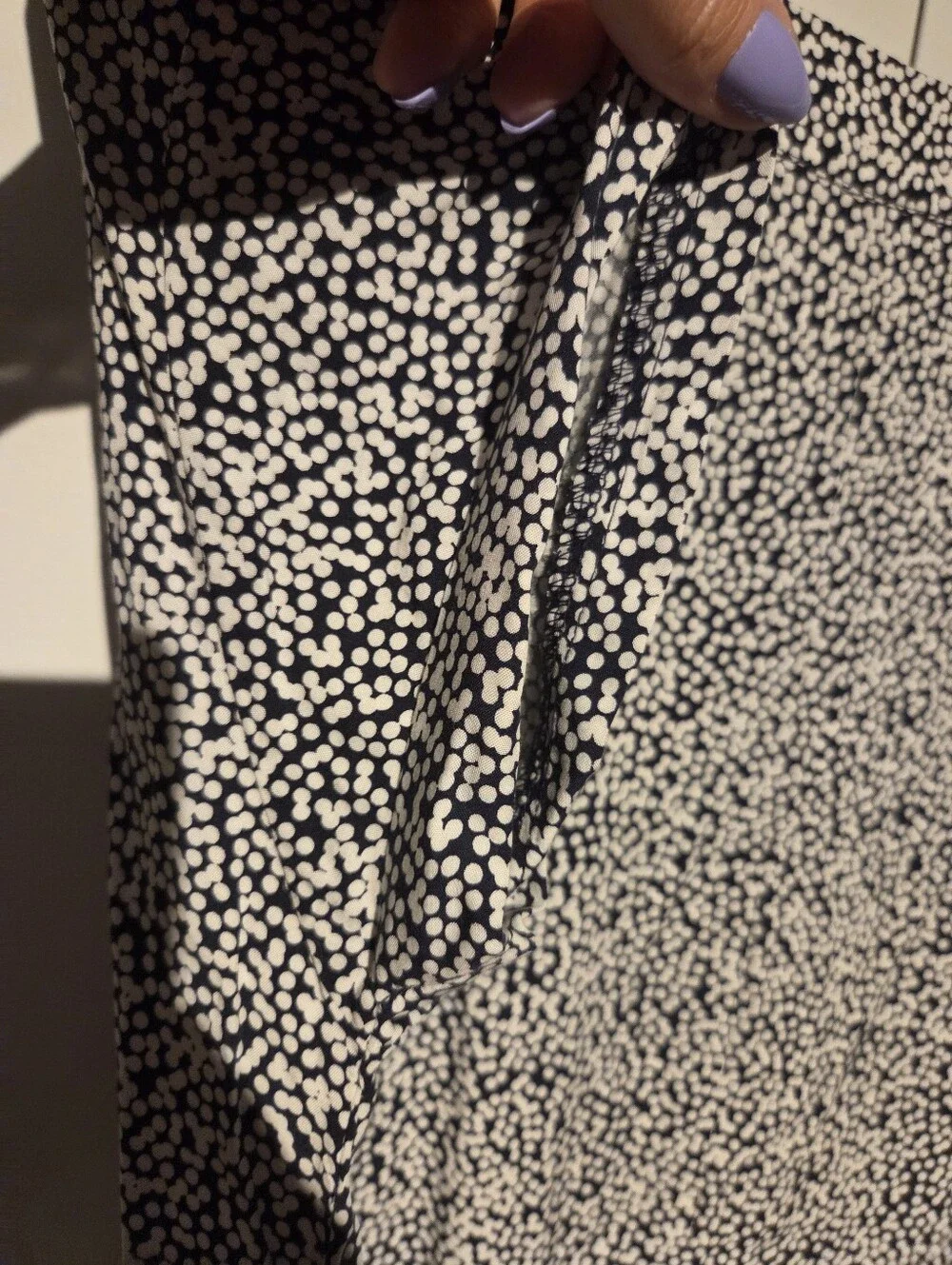 GAP Black and White Dot-Print V-Neck Tunic Dress